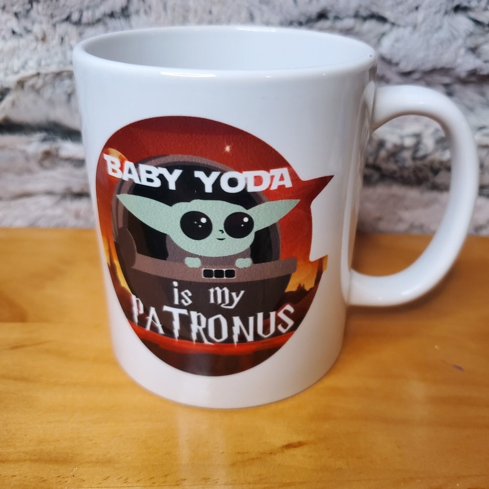 Baby Yoda Is My Patronus 11 ounce White Ceramic‎ Coffee Mug Tea Cup Star Wars